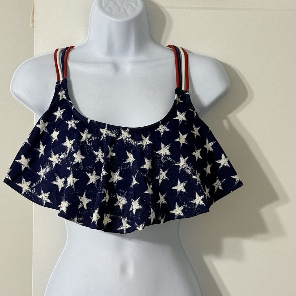 Xhilaration Strappy Flounce Bikini Top| Red,White,&Blue | American Flag | XL